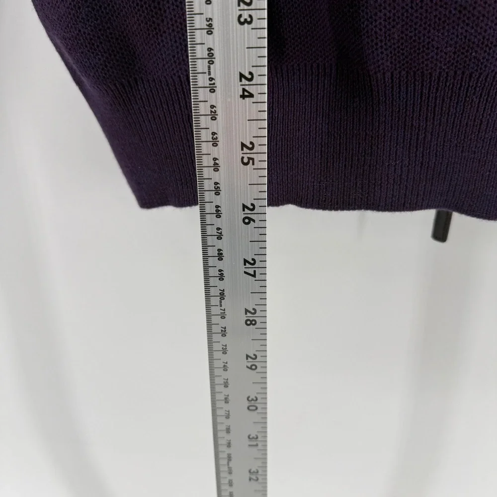 Paul Stuart Italy 100% Extrafine Merino Wool Full Zip Sweater Purple Mock Neck L